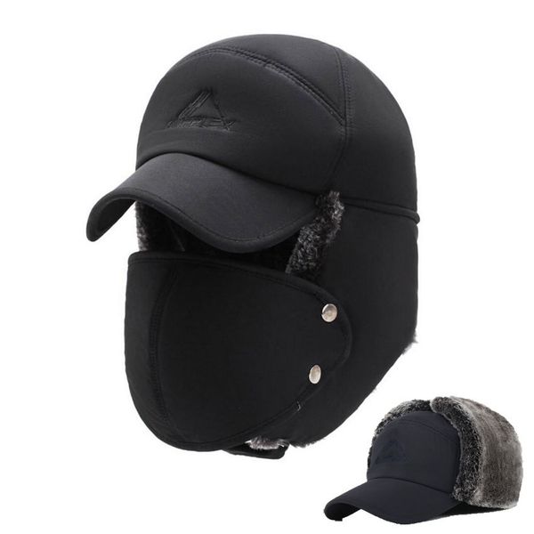 mens winter hats ear flaps bomber hats with brim and face mask warm hat for men russian waterproof ski cap male accessories y200110, Blue;gray
mens winter hats ear flaps bomber hats with brim and face mask warm hat for men russian waterproof ski cap male accessories y200110, Blue;gray