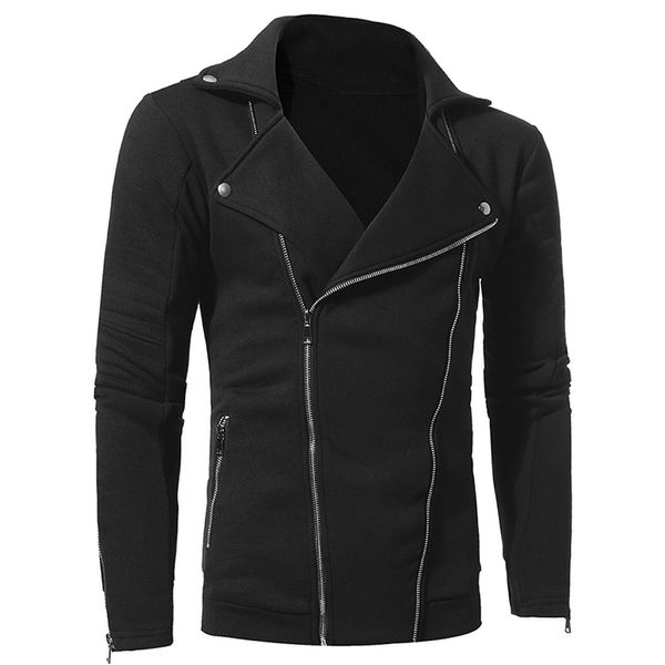 

men's autumn winter casual long sleeve solid diagonal zip cardigan jacket turn-down collar jacket jaqueta masculino 730, Black;brown