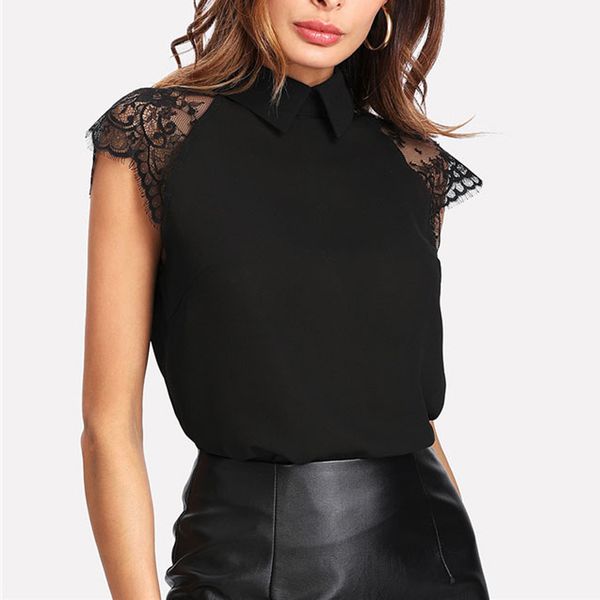 women black chiffon blouse short sleeve lace floral casual shirt 2019 blusas femininas female turn down collar slim blusas, White
women black chiffon blouse short sleeve lace floral casual shirt 2019 blusas femininas female turn down collar slim blusas, White