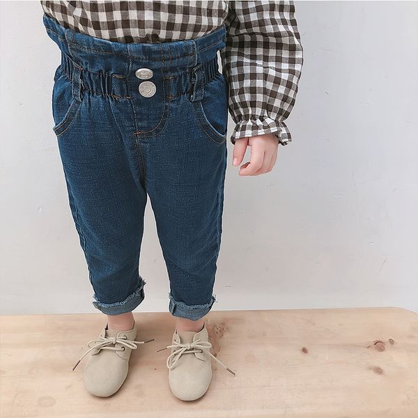 a mu monkey children's girl and children's pants jeans baby high waist jeans infant solid color elastic waist denim pants, Blue
a mu monkey children's girl and children's pants jeans baby high waist jeans infant solid color elastic waist denim pants, Blue