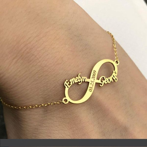 fashion personalized double name infinity bracelet for womens stainless steel bohemian chain jewelry anniversary date gift, Golden;silver
fashion personalized double name infinity bracelet for womens stainless steel bohemian chain jewelry anniversary date gift, Golden;silver