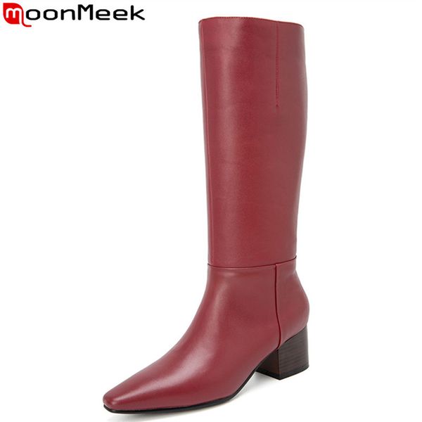 moonmeek 2020 new arrive genuine leather knee high boots med heels square toe winter ladies shoes black red simple women boots
moonmeek 2020 new arrive genuine leather knee high boots med heels square toe winter ladies shoes black red simple women boots