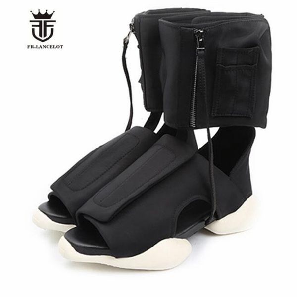 new euro fashion personalized high handmade vintage punk rome sandals causal thick sole flat open toe men high beach sandals, Black
new euro fashion personalized high handmade vintage punk rome sandals causal thick sole flat open toe men high beach sandals, Black