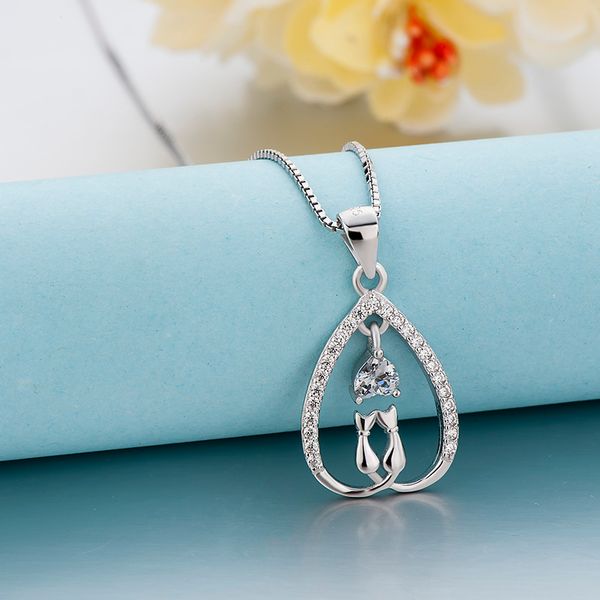 sterling silver necklace pendant women jewelry cat pendant love story chain 925 with box 18k gold plated clavicle chain, Blue;slivery
sterling silver necklace pendant women jewelry cat pendant love story chain 925 with box 18k gold plated clavicle chain, Blue;slivery