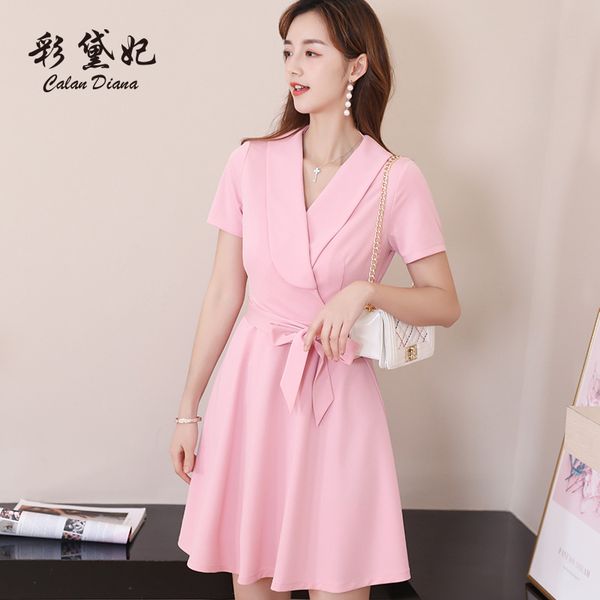 calan diana 2019 spring-summer new korean version of slim thin-big yards short sleeve solid color skirt-style dress women's, Black;pink
calan diana 2019 spring-summer new korean version of slim thin-big yards short sleeve solid color skirt-style dress women's, Black;pink