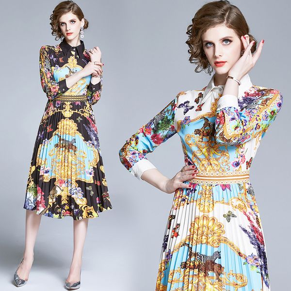 quality designer runway dress 2020 spring summer women's long sleeve leopard vintage floral print casual shirt dress, Black;gray
quality designer runway dress 2020 spring summer women's long sleeve leopard vintage floral print casual shirt dress, Black;gray