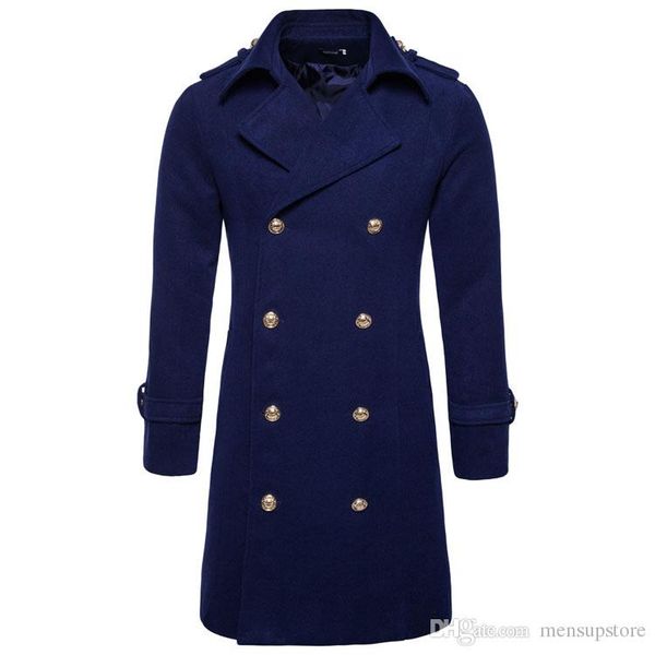 mens double breasted blends coats long winter coat thick warm fashion jackets slim fit, Black 
mens double breasted blends coats long winter coat thick warm fashion jackets slim fit, Black