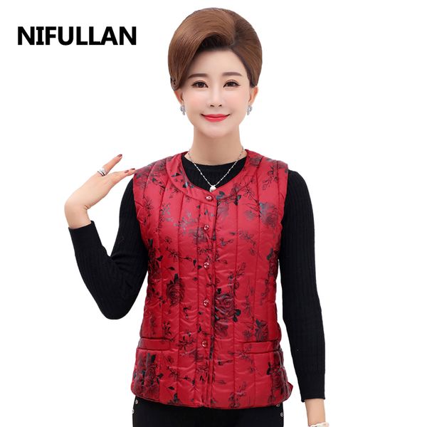 nifullan women's cotton o-neck down vest female winter warm sleeveless jacket & outerwear plus size xl-5xl waistcoat inner liner, Black;white