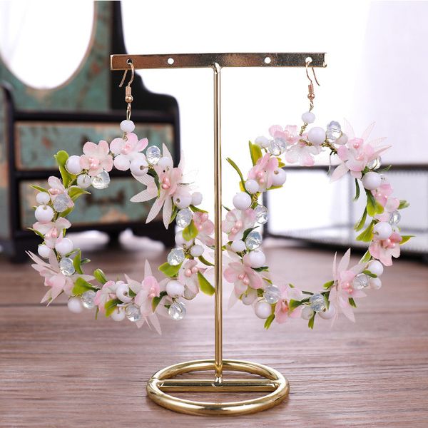 forseven korean sweet pink wreath crystal beads pearl flower circle round hoop earrings women girl wedding party dating earring, Golden;silver
forseven korean sweet pink wreath crystal beads pearl flower circle round hoop earrings women girl wedding party dating earring, Golden;silver