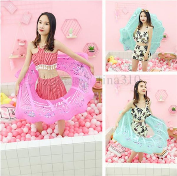 

water sphere inflatable sequins shell float swimming ring inflatable shell floating water circle pools toys 4682