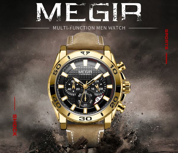 megir watch men's sports three-eye shi ying men's watch luminous, decorative, chronograph, calendar, hours and minutes, Slivery;brown
megir watch men's sports three-eye shi ying men's watch luminous, decorative, chronograph, calendar, hours and minutes, Slivery;brown
