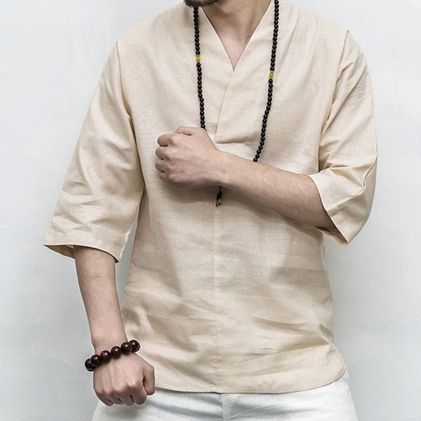 jaycosin men blouse 2019 linen patchwork casual shirts seven-minute sleeve slim breathable solid color loose v neck camisa 411, White;black
jaycosin men blouse 2019 linen patchwork casual shirts seven-minute sleeve slim breathable solid color loose v neck camisa 411, White;black