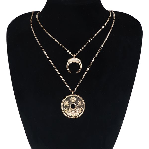 boho gold color coin horn pendant necklace for women girl long charms layered necklaces statement jewelry, Silver
boho gold color coin horn pendant necklace for women girl long charms layered necklaces statement jewelry, Silver