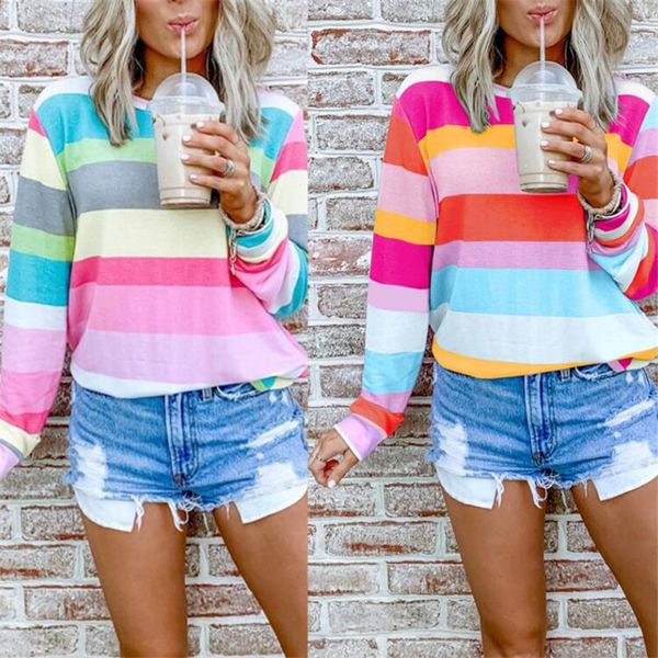 women stripe sweatshirt autumn colorful rainbow contrast striped long sleeve pullover streetwear new harakuju jumper loose, Black
women stripe sweatshirt autumn colorful rainbow contrast striped long sleeve pullover streetwear new harakuju jumper loose, Black