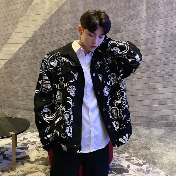 autumn new print pattern personality tide men's jacket super handsome youthful casual coat mens black outwear, Black;brown
autumn new print pattern personality tide men's jacket super handsome youthful casual coat mens black outwear, Black;brown