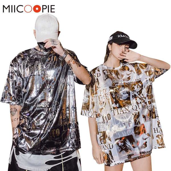 hip hop bright color couple clothes streetwear casual short sleeve tees nightclub reflective printed t shirt for men, White;black
hip hop bright color couple clothes streetwear casual short sleeve tees nightclub reflective printed t shirt for men, White;black