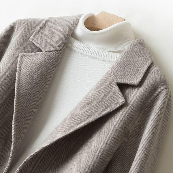 double-faced coat female long section 2018 new woolen autumn and winter pure wool hepburn over the knee, Black
double-faced coat female long section 2018 new woolen autumn and winter pure wool hepburn over the knee, Black