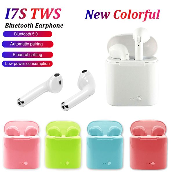 

i7 i7s tws wireless bluetooth headphones stereo 5.0 earbud headset twins headset with charging box mic for all smart phone