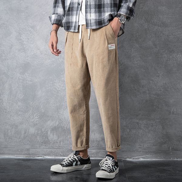 men's casual pants 2019 autumn and winter new corduroy loose nine points casual pants young people fashion men's clothing, Black 
men's casual pants 2019 autumn and winter new corduroy loose nine points casual pants young people fashion men's clothing, Black