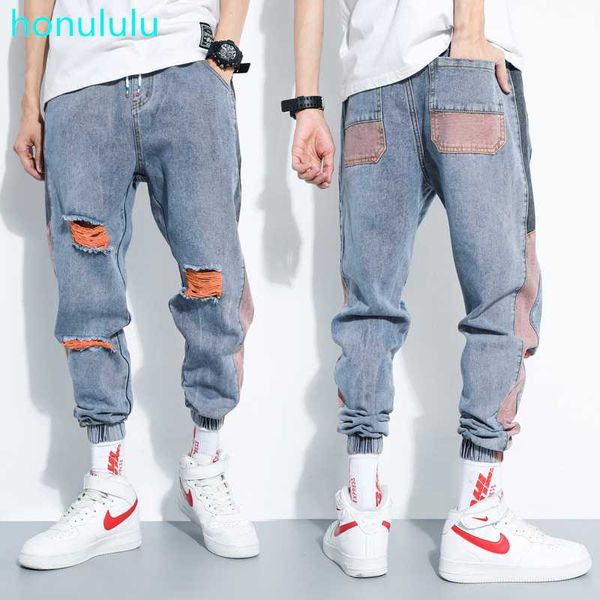 men's jeans spring 2021 broken hole nine points tide brand korean version of the trend loose leg wild harem pants, Blue
men's jeans spring 2021 broken hole nine points tide brand korean version of the trend loose leg wild harem pants, Blue