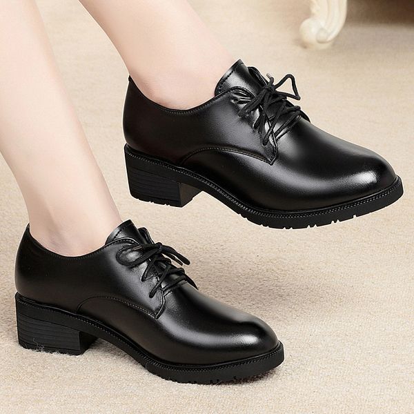spring and autumn new leather dress shoes deep mouth coarse documentary shoes women's english style retro round head lace small leather, Black
spring and autumn new leather dress shoes deep mouth coarse documentary shoes women's english style retro round head lace small leather, Black