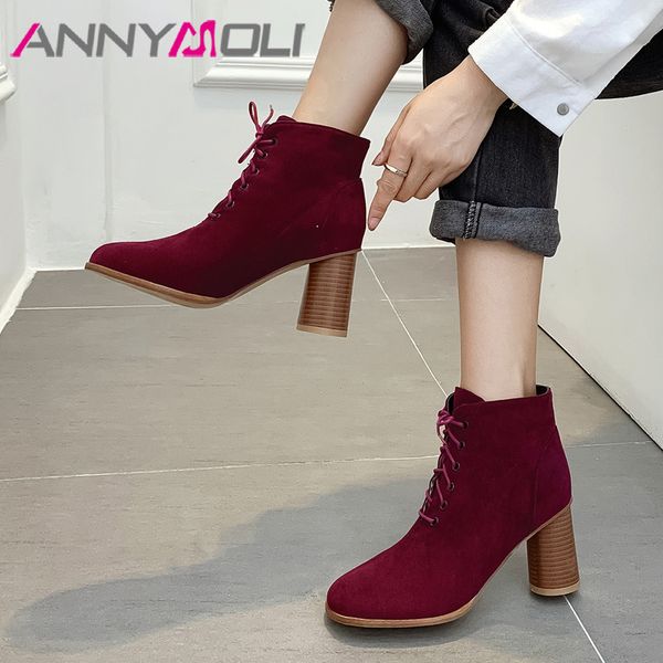 annymoli women boots autumn ankle boots lace up round high heel short fashion round toe shoes lady winter large size 33-46, Black
annymoli women boots autumn ankle boots lace up round high heel short fashion round toe shoes lady winter large size 33-46, Black