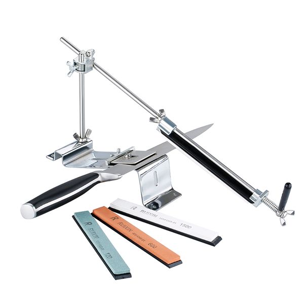ruixin pro iii knife sharpener professional all iron steel kitchen sharpening system tools fix-angle with 4 stones whetstone iii