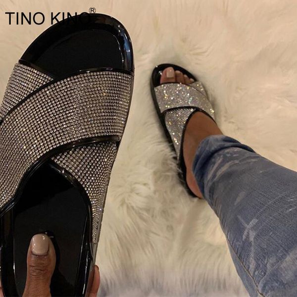 tino kino 2020 new summer women crystal slippers ladies flat casual bling beach shoes female fashion plus size footwear, Black
tino kino 2020 new summer women crystal slippers ladies flat casual bling beach shoes female fashion plus size footwear, Black