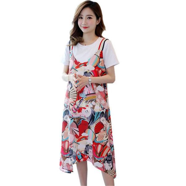 2019 new summer pregnant women solid cotton t-shirt+printting chiffon sling dress sets maternity casual loose pregnancy set q897
2019 new summer pregnant women solid cotton t-shirt+printting chiffon sling dress sets maternity casual loose pregnancy set q897