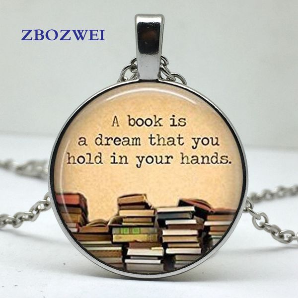 2018 a book in the new library is the dream you hold in your hands old book p convex round necklace vintage pendant, Silver
2018 a book in the new library is the dream you hold in your hands old book p convex round necklace vintage pendant, Silver
