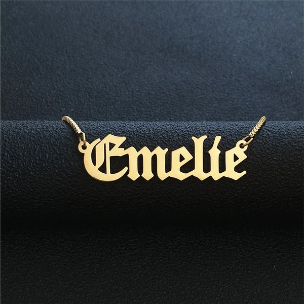 gothic jewelry customized old english name necklace personalized letters wedding date pendant box chain women men birthday gifts, Silver
gothic jewelry customized old english name necklace personalized letters wedding date pendant box chain women men birthday gifts, Silver