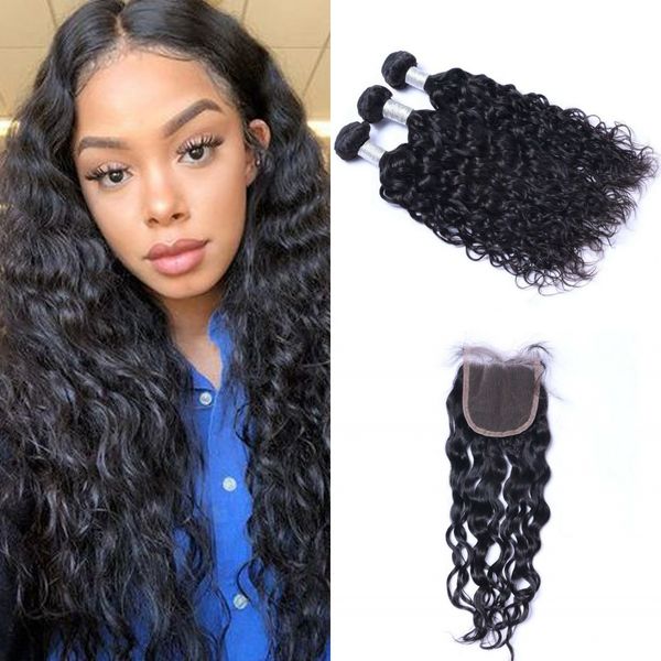 brazilian hair weave bundles with closure 4x4 lace closure with bundles 3pcs water wave human hair wefts, Black;brown
brazilian hair weave bundles with closure 4x4 lace closure with bundles 3pcs water wave human hair wefts, Black;brown