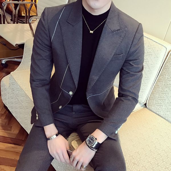 2018 new suit korean version of the slim men's business embroidery color matching hairdresser wedding suit casual jacket, White;black
2018 new suit korean version of the slim men's business embroidery color matching hairdresser wedding suit casual jacket, White;black