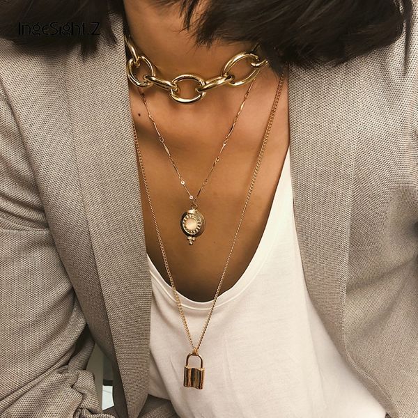 ingesight.z vintage multi layered aluminium choker necklace collar statement alloy lock pendant necklace for women jewelry gifts, Silver
ingesight.z vintage multi layered aluminium choker necklace collar statement alloy lock pendant necklace for women jewelry gifts, Silver