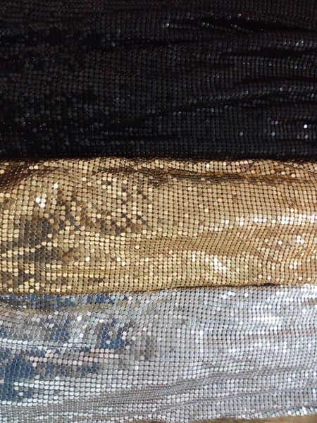 

metal mesh fabric metallic metalic metal sequin sequined square fabric curtain square golden silver black 24x20cm, Black;white