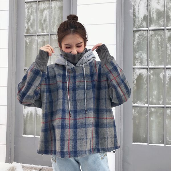 hoodies women plaid simple hooded korean style loose plus velvet womens pullover long coat trendy students outdoor womens chic, Black
hoodies women plaid simple hooded korean style loose plus velvet womens pullover long coat trendy students outdoor womens chic, Black