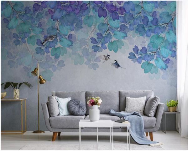 custom p 3d wallpaper european romantic fresh natural blue fantasy leaf forest room home decor 3d wall murals wallpaper for walls 3 d