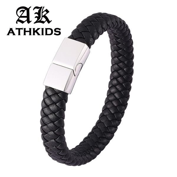 new black/brown braided leather bracelets men stainless steel 3 colors mirror magnetic buckle male fashion jewelry gifts pd0458, Golden;silver
new black/brown braided leather bracelets men stainless steel 3 colors mirror magnetic buckle male fashion jewelry gifts pd0458, Golden;silver