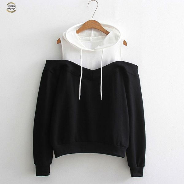 womens patchwork sweatshirts hoodie cold shoulder long sleeve sweatshirt hooded pullover jumper sudadera mujer, Black
womens patchwork sweatshirts hoodie cold shoulder long sleeve sweatshirt hooded pullover jumper sudadera mujer, Black