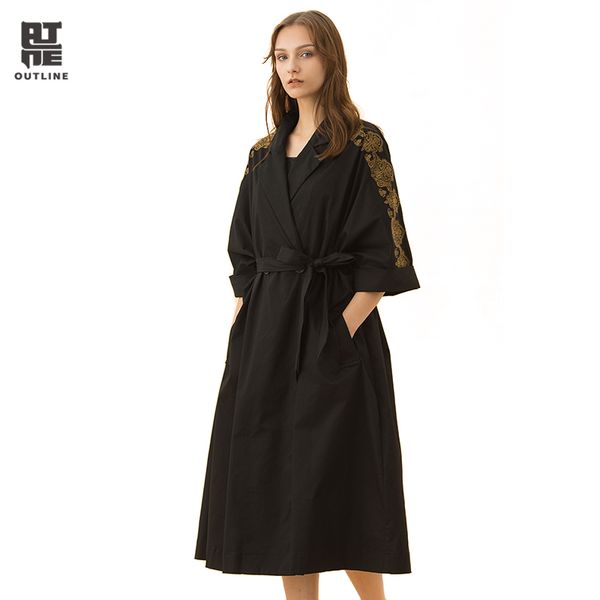 outline women black floral belt outerwear pockets turn-down collar spring three quarter embroidery plus trench coat l181y015, Tan;black
outline women black floral belt outerwear pockets turn-down collar spring three quarter embroidery plus trench coat l181y015, Tan;black