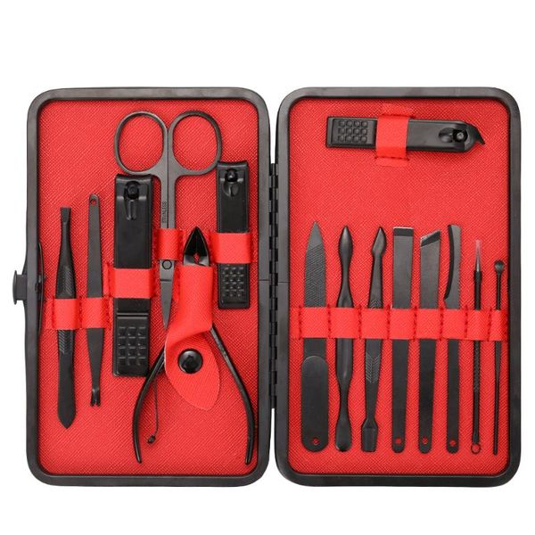 15pcs black stainless steel nail clipper cutter trimmer scissor tweezers ear pick grooming kit manicure pedicure toe tools
15pcs black stainless steel nail clipper cutter trimmer scissor tweezers ear pick grooming kit manicure pedicure toe tools