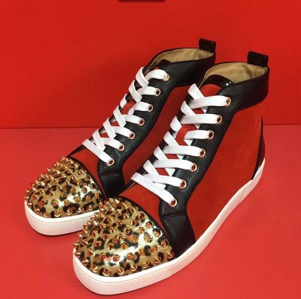 men red bottom shoes high studded spikes casual flats women party shoes designer sneakers leather qaulity rivet trainers size:36-45, Black
men red bottom shoes high studded spikes casual flats women party shoes designer sneakers leather qaulity rivet trainers size:36-45, Black