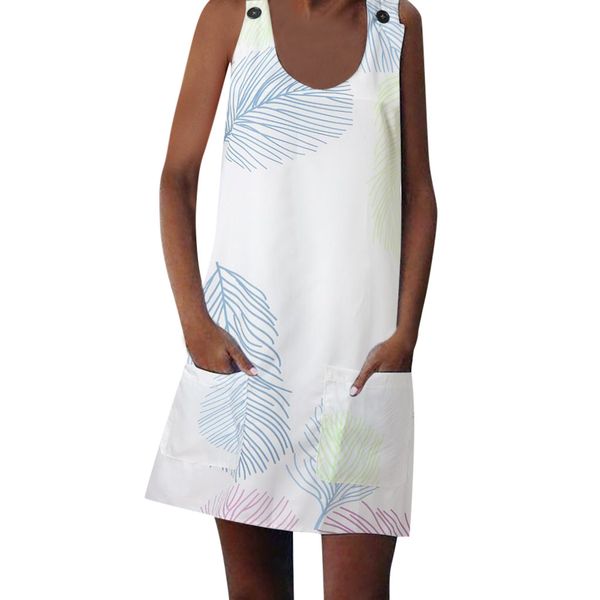 women fashion sleeveless mini leaf printing o-neck above knee women's summer sundress beach party dress #0522, Black;gray
women fashion sleeveless mini leaf printing o-neck above knee women's summer sundress beach party dress #0522, Black;gray
