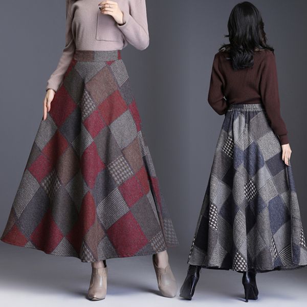 maxi skirt women elegant patchwork plaid elastic waist long a-line skirt female fashion autumn winter umbrella plus size, Black
maxi skirt women elegant patchwork plaid elastic waist long a-line skirt female fashion autumn winter umbrella plus size, Black