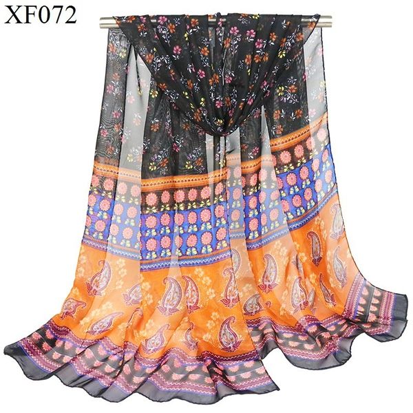 chiffon scarf ma'am cashew printing silk scarf season shawl, Blue;gray