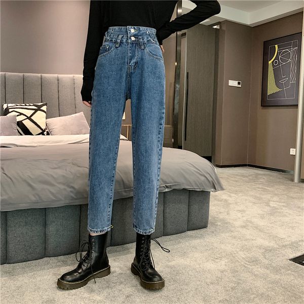 p shoot 2020 spring women's dress new style korean-style loose straight high waist jeans dad pants women's, Blue
p shoot 2020 spring women's dress new style korean-style loose straight high waist jeans dad pants women's, Blue