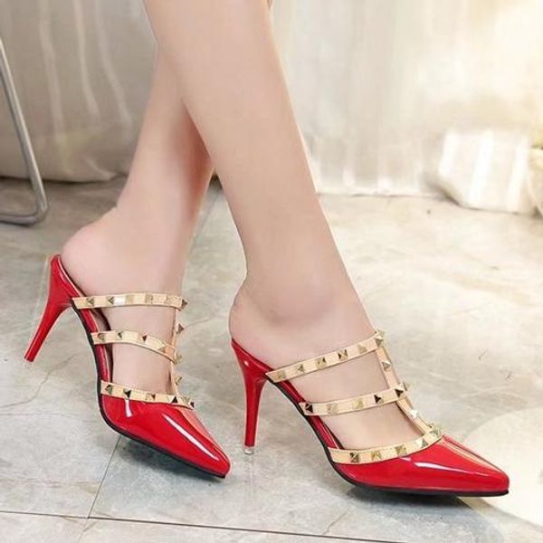 2019 shoes designer slides designer sandals red high heels party women sandals luxury fashion rivets wedding shoes, Black
2019 shoes designer slides designer sandals red high heels party women sandals luxury fashion rivets wedding shoes, Black