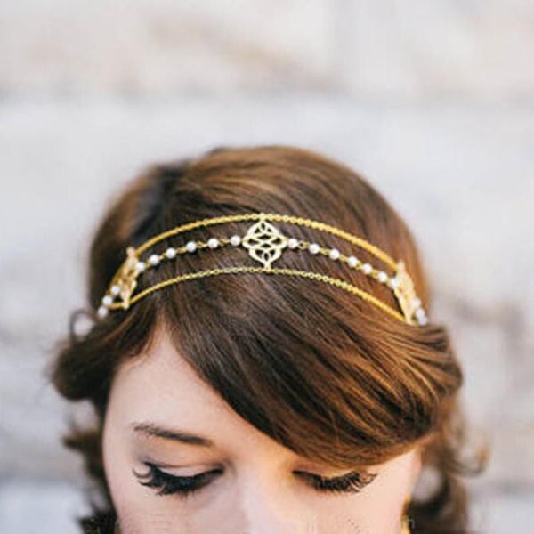 new female boho garage decoration ply aileron pearl pearl tikka wedding head chain, Golden;white
new female boho garage decoration ply aileron pearl pearl tikka wedding head chain, Golden;white