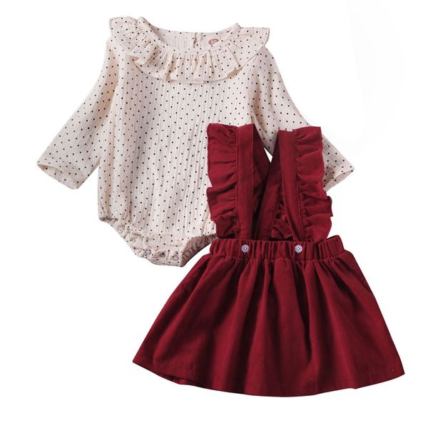 2019 toddler baby girl ruffles dotted romper long sleeve strap solid skirt cottom clothes sets, White
2019 toddler baby girl ruffles dotted romper long sleeve strap solid skirt cottom clothes sets, White