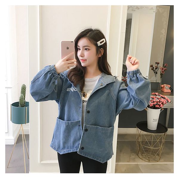 2019 new women's student denim jacket casual loose hooded pocket shirt street trend spring woman clothes printed letter jacket, Black;brown
2019 new women's student denim jacket casual loose hooded pocket shirt street trend spring woman clothes printed letter jacket, Black;brown